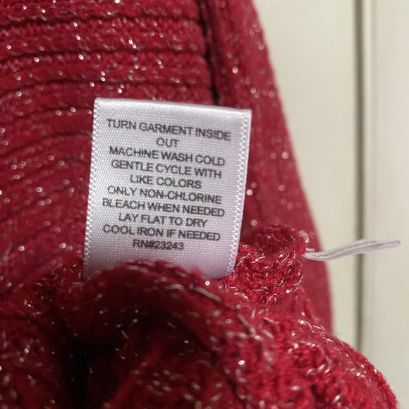 New York & Company Sparkly Red V-Neck Sweater (Large) - Picture 4 of 5